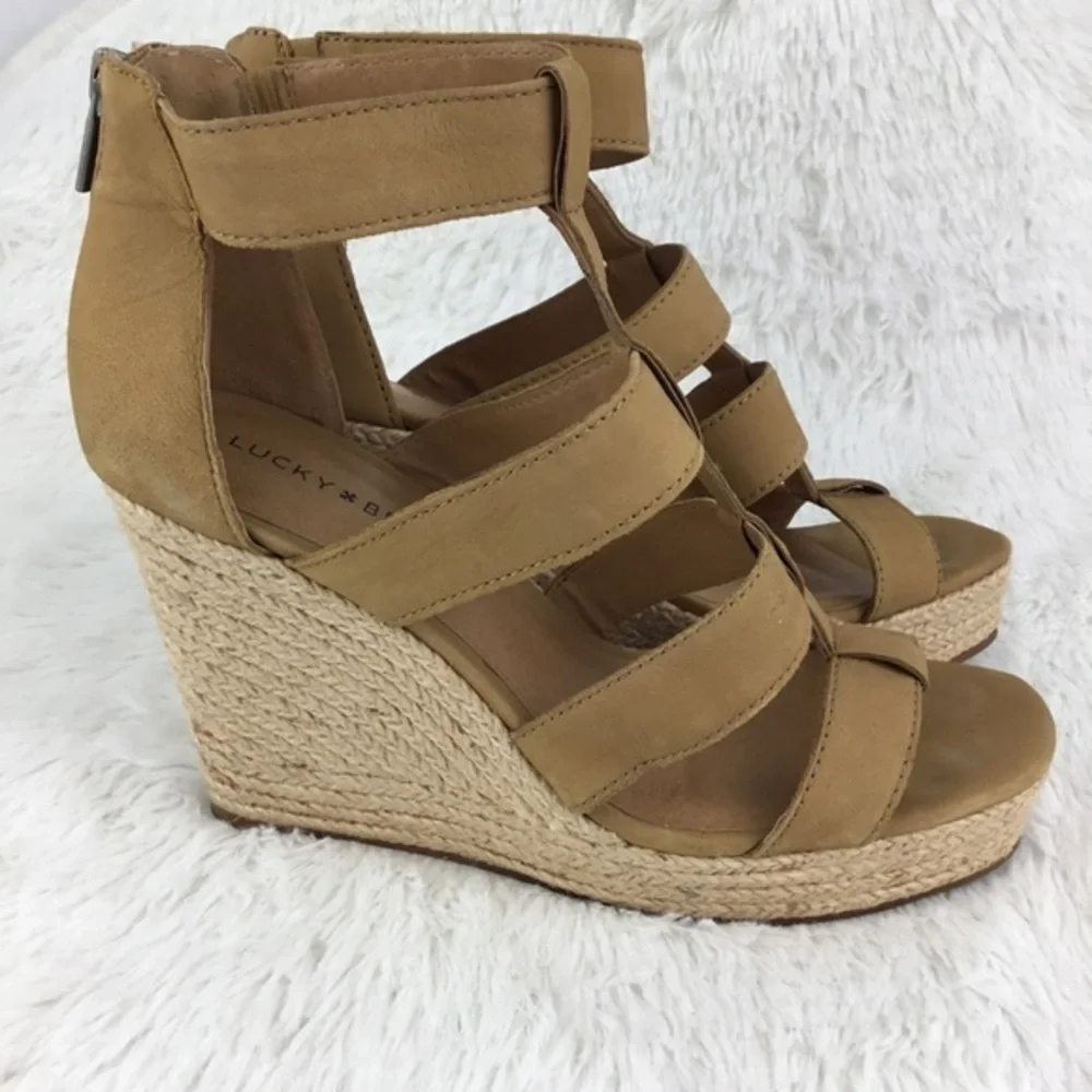 LUCKY Brand Size 10 Leather Espadrille/Wedge EUC